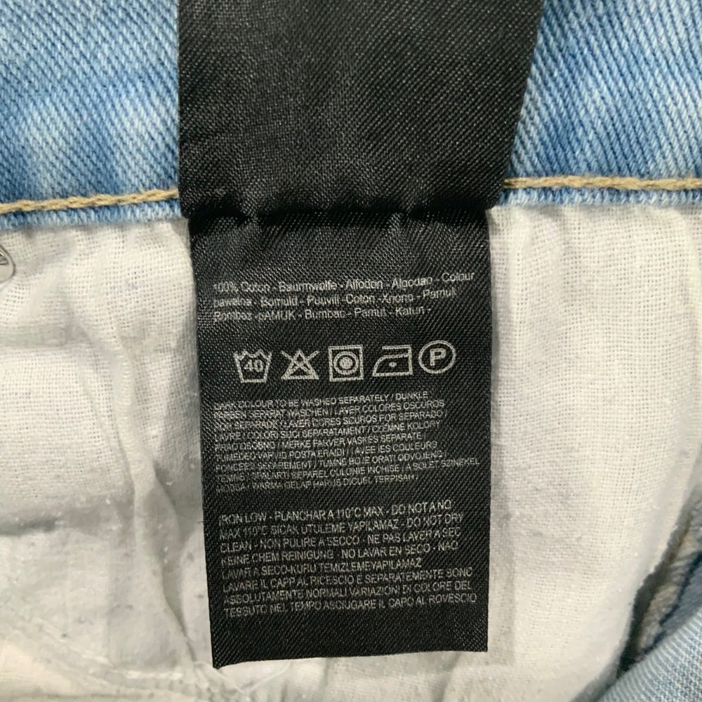 Balmain Light Blue Jeans 32 Button Zip Mid Rise Straight Monogram Back Pockets - Picture 8 of 10